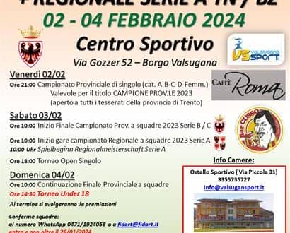 Freccette: Finale Provinciale Trento + REGIONALE SERIE A TN / BZ